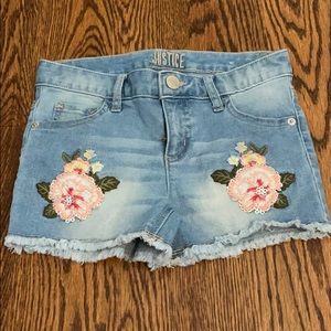Justice Girls Embroidered Flower Shorts